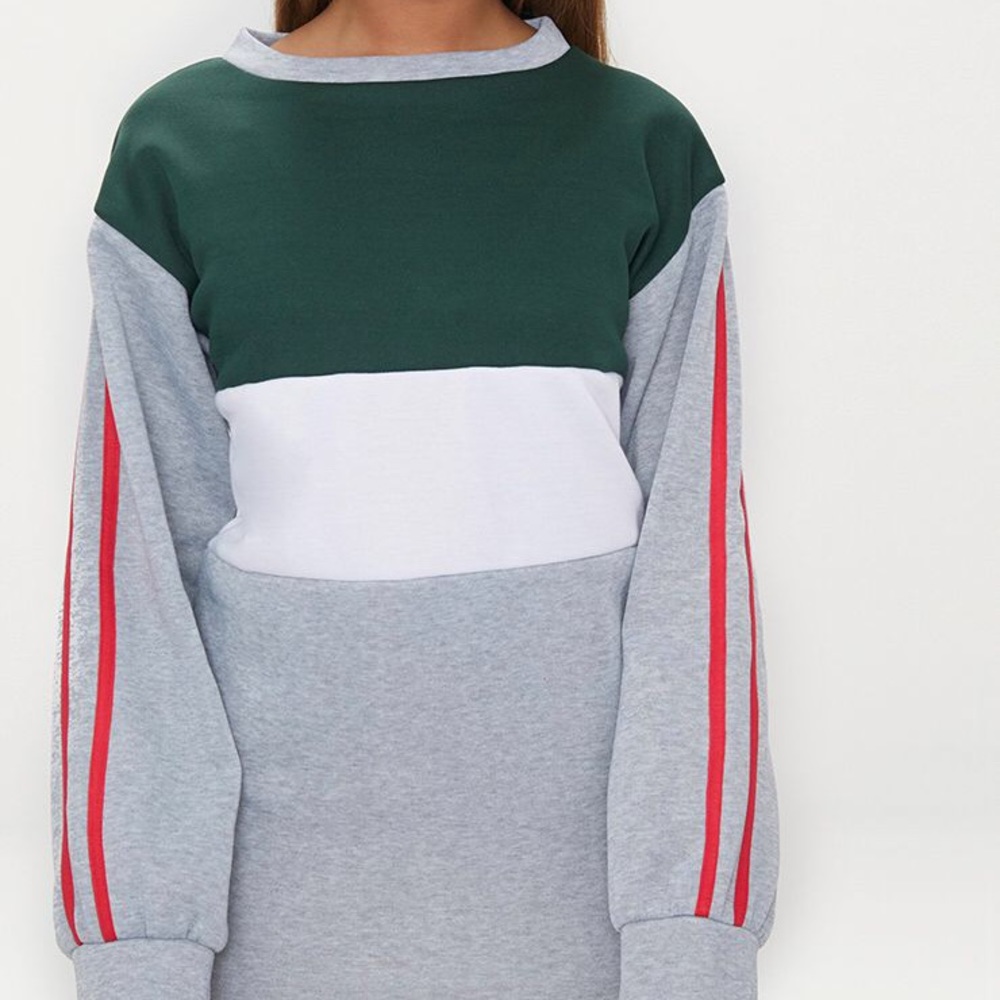 Gray Striped Contrast Sweater Dress